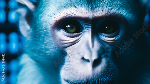 monkeys with varying shades of blue,   monkey only has a limited range Generative AI photo