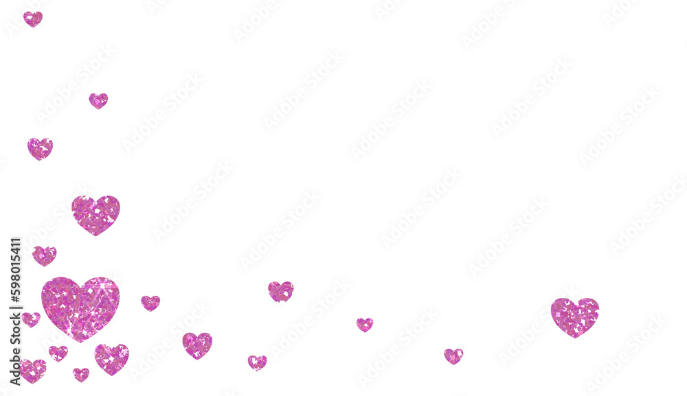 Abstract pink glitter heart  on transparent background. Design for decorating,background, wallpaper, illustration.
