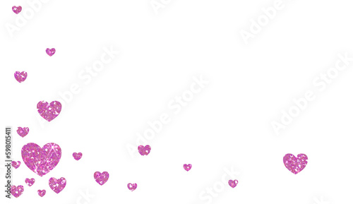 Abstract pink glitter heart on transparent background. Design for decorating,background, wallpaper, illustration. 