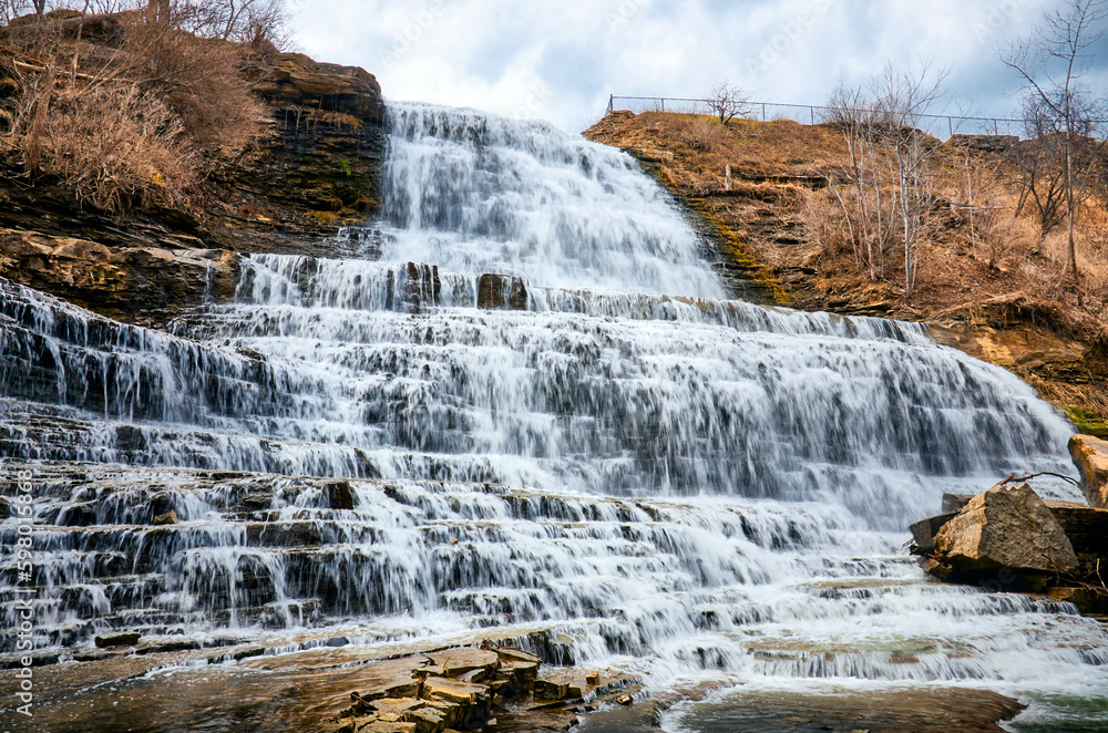 Beautiful cascade Albion Falls in springtime. one of the most popular