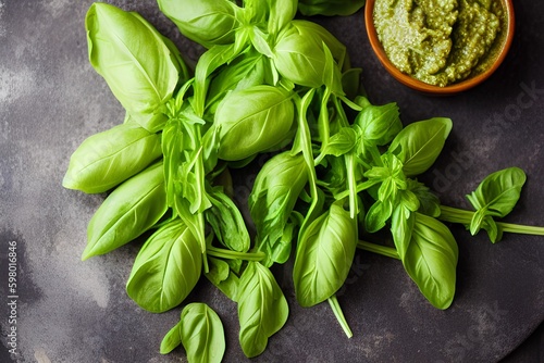 pesto basila rugula healthy green food photo