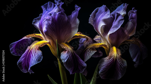 iris flower closeup, flower garden, generative ai
