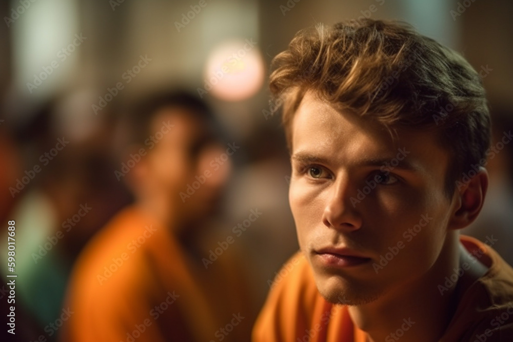 caucasian adult male in asian prison, fictional location. Generative AI caucasian adult male in asian prison, fictional location. Generative AI