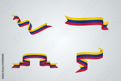 set of flag ribbon with palette colors of Colombia for independence day celebration decoration