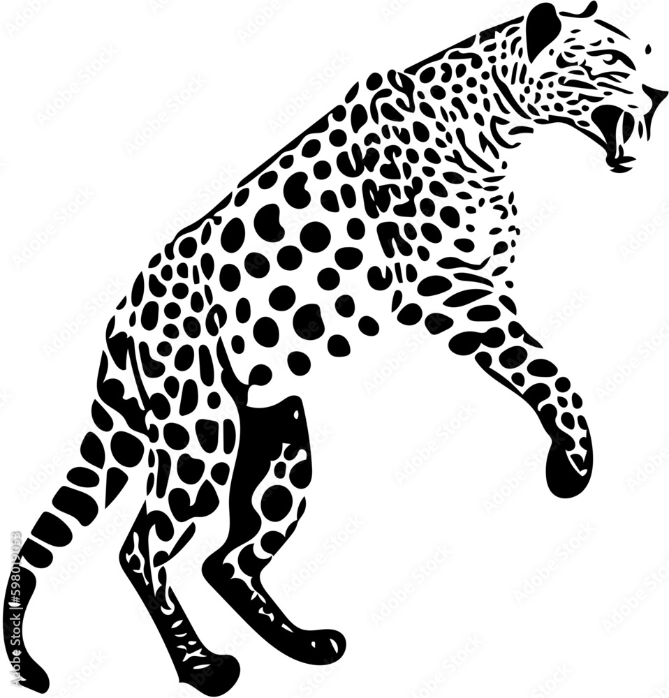Leopard on a white background | Leopard vector illustration | Black and white Leopard on a white background | Leopard vector illustration | Black and white