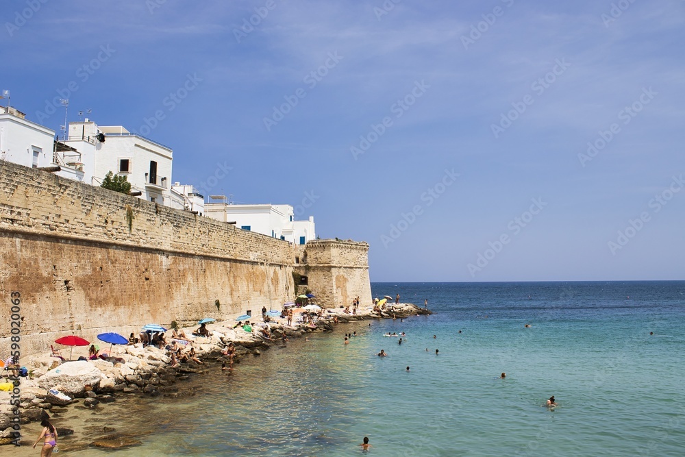 View of the historic city walls of Monopoli