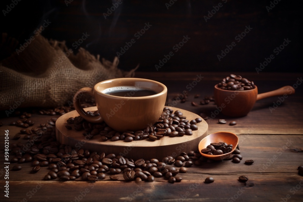 brown espresso drink cup cafe morning bean breakfast aroma mug. Generative AI. Generative AI brown espresso drink cup cafe morning bean breakfast aroma mug. Generative AI. Generative AI