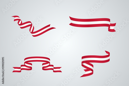 set of flag ribbon with palette colors of austria for independence day celebration decoration