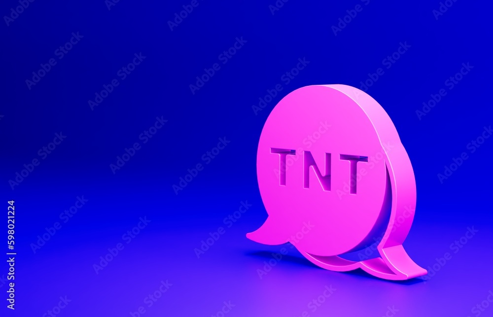 Pink Detonate dynamite bomb stick icon isolated on blue background. Time bomb - explosion danger concept. Minimalism concept. 3D render illustration Pink Detonate dynamite bomb stick icon isolated on blue background. Time bomb - explosion danger concept. Minimalism concept. 3D render illustration