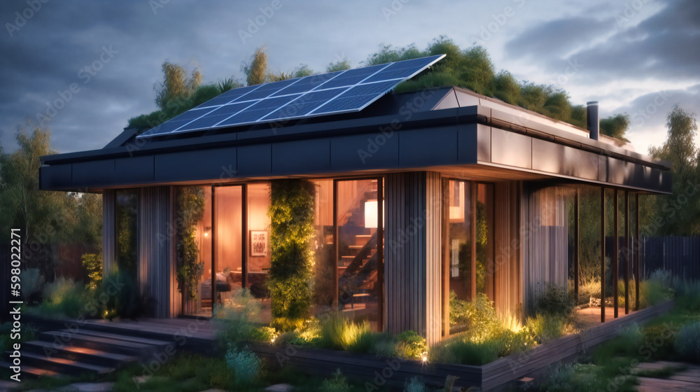 The Solar Panels Adorning the Roof of an Eco-Friendly Residence The Solar Panels Adorning the Roof of an Eco-Friendly Residence