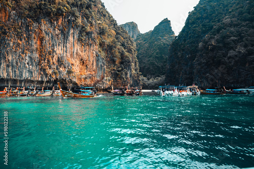 travel by longtail boat in Phi Phi islands