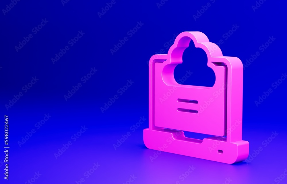 Pink Network cloud connection icon isolated on blue background. Social technology. Cloud computing concept. Minimalism concept. 3D render illustration Pink Network cloud connection icon isolated on blue background. Social technology. Cloud computing concept. Minimalism concept. 3D render illustration
