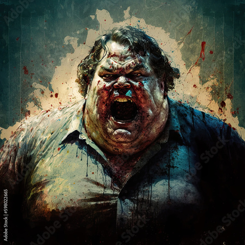 portrait of a screaming zombie