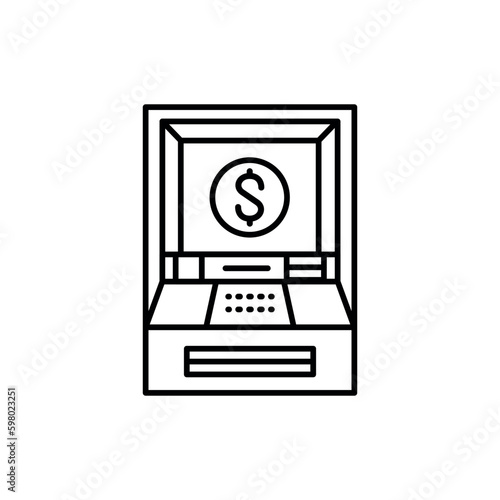 ATM machine black line icon.