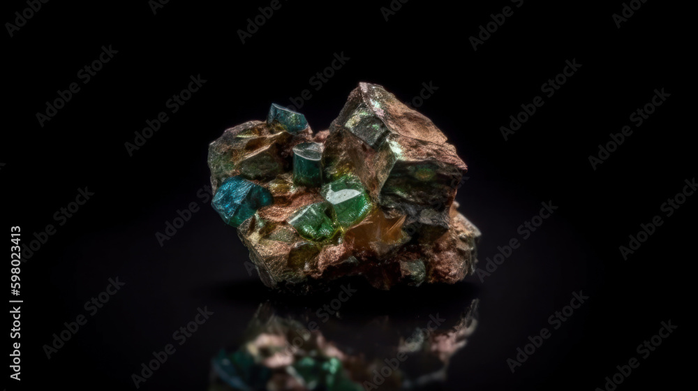 Tiny abstract rock sample made of zinc and chrome, generative ai Tiny abstract rock sample made of zinc and chrome, generative ai