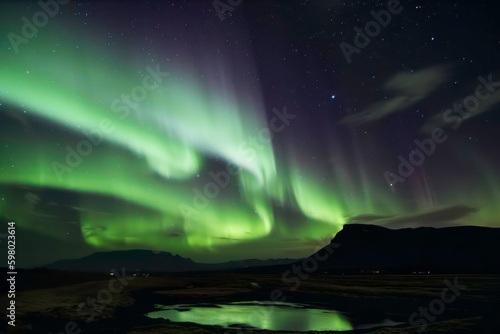 aurora borealis over the mountains © Mathias
