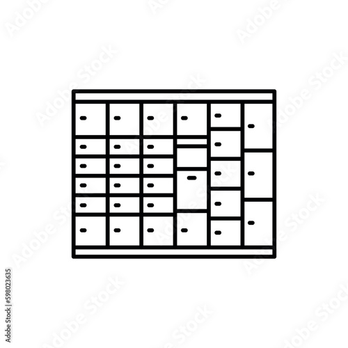 Self service in post office black line icon. Pictogram for web page