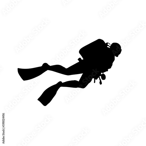 Silhouette of a scuba diver