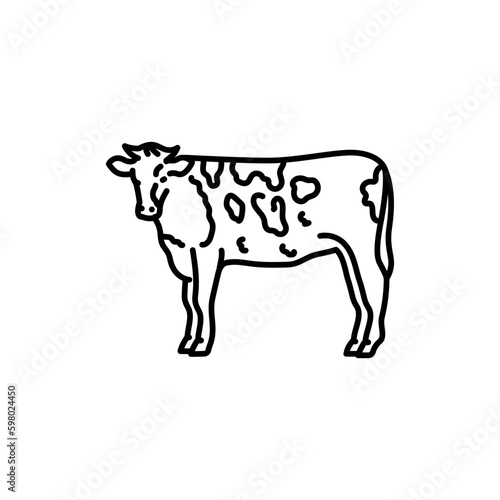 Cow black line icon. Farm animals.