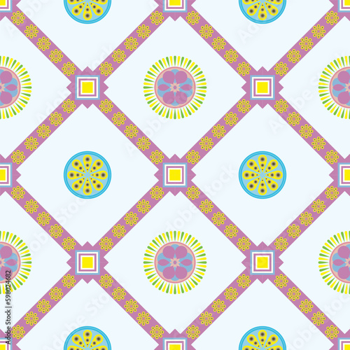 seamless pattern with circles and square