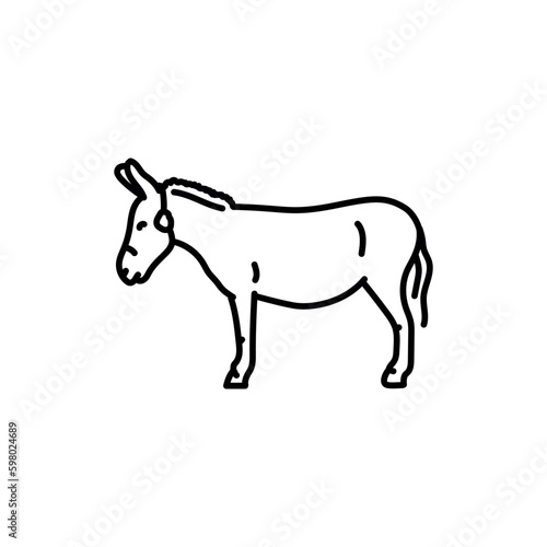 Donkey black line icon. Farm animals.