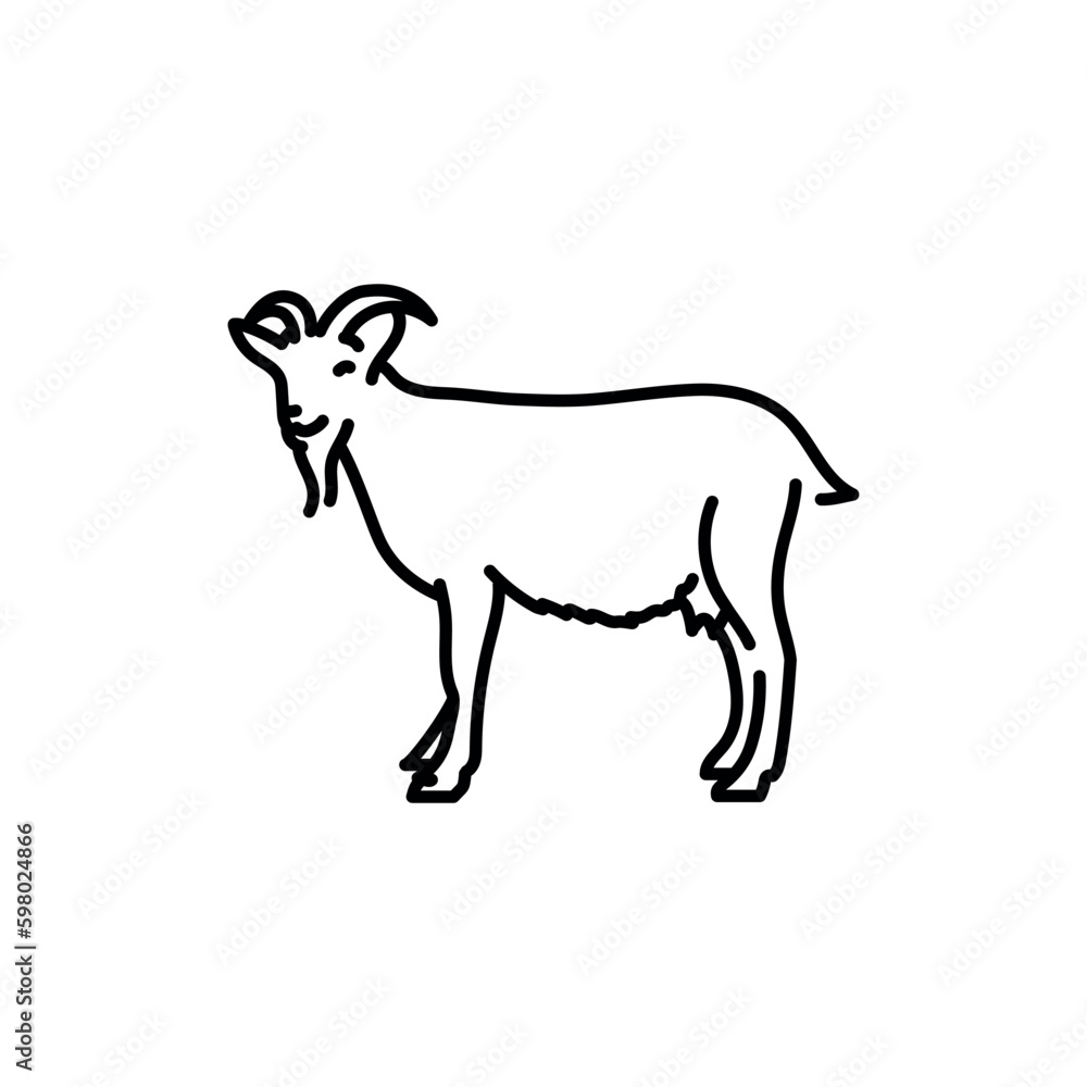 Goat black line icon. Farm animals.