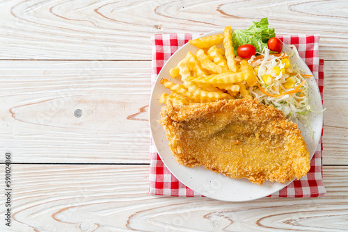 fried fish and potatoes chips photo