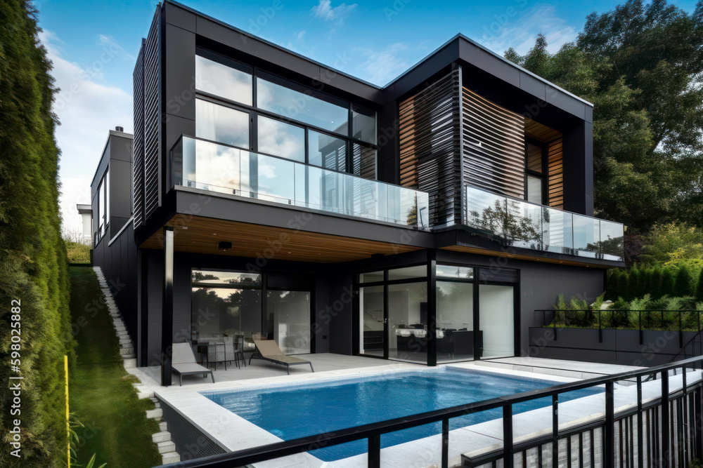 Fototapeta premium luxury apartment house with swimming pool