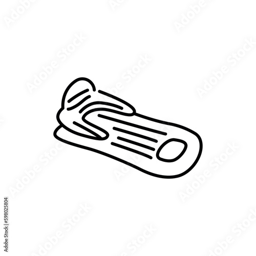Inflatable water mattress for pool black line icon. Pictogram for web page