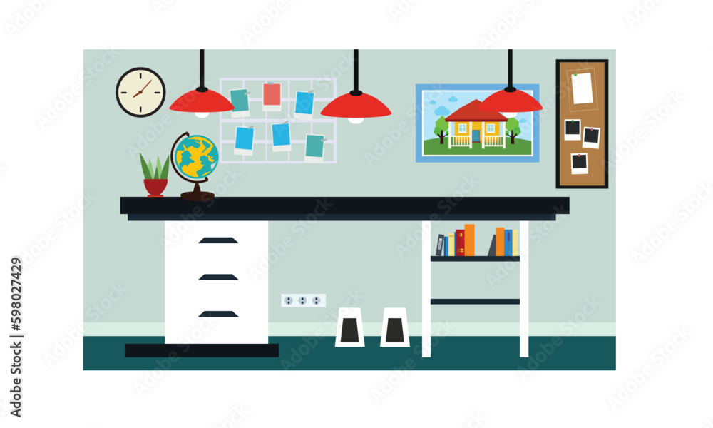Vector of beautifully decorated desk. Vector of beautifully decorated desk.