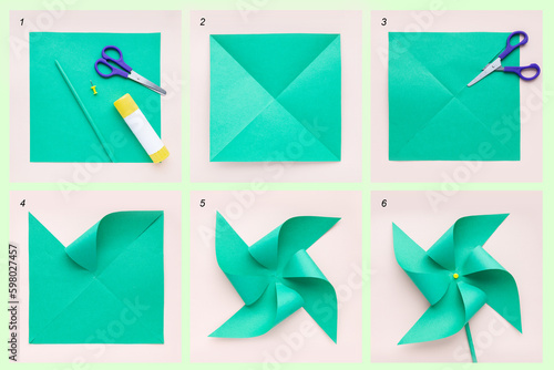 Easy origami paper craft for kids windmill.