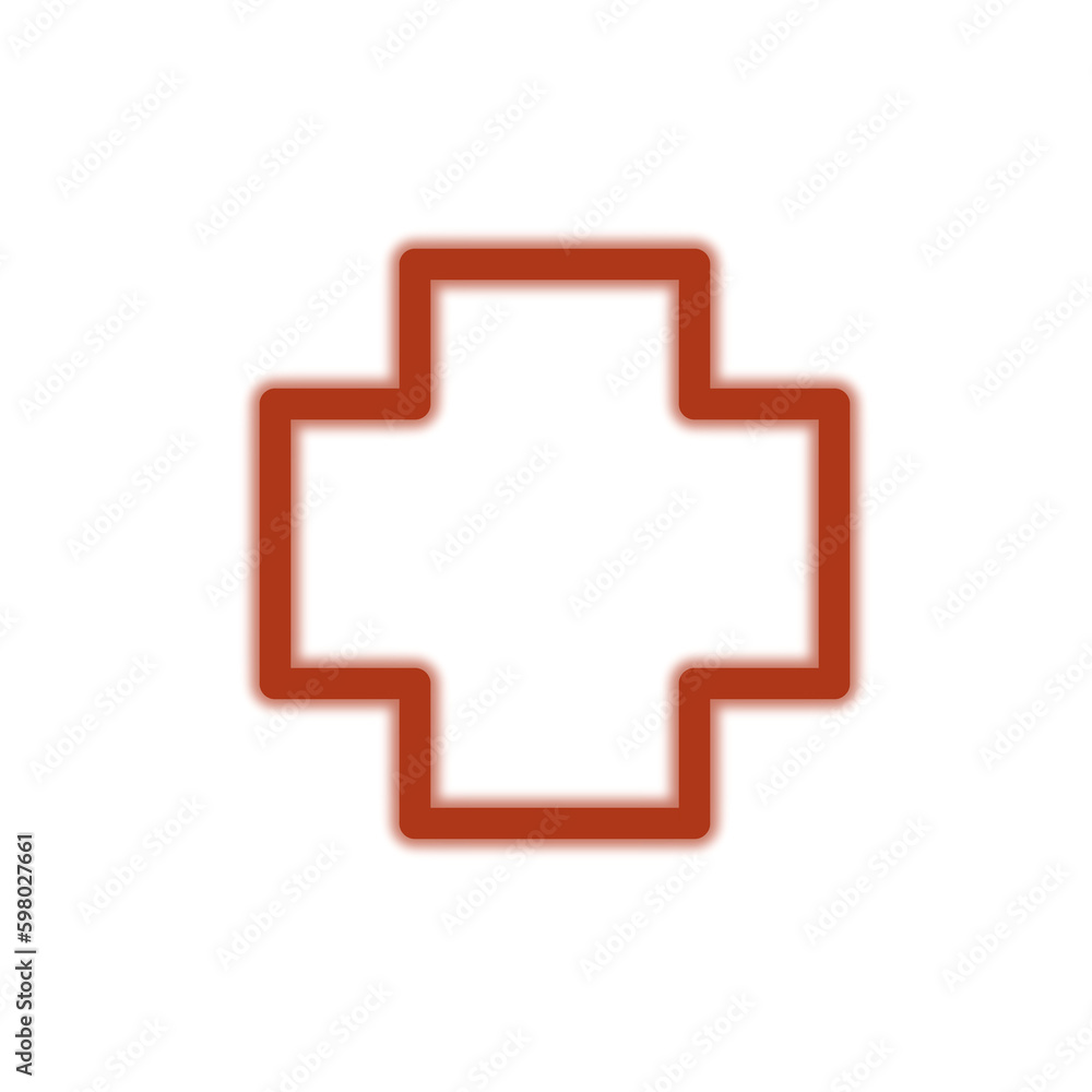 healt icon, hospital icon, neon red cross sign healt icon, hospital icon, neon red cross sign