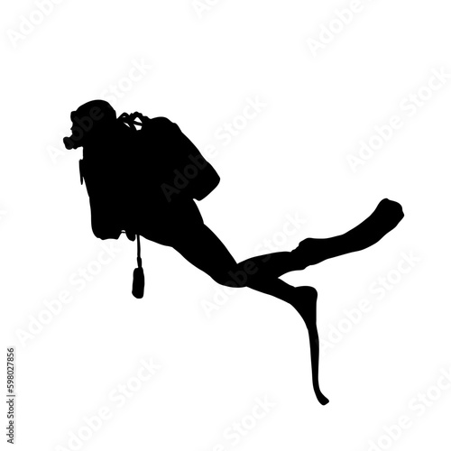 Silhouette of a scuba diver