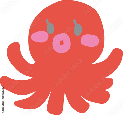 女の子っぽいタコのキャラクターイラスト