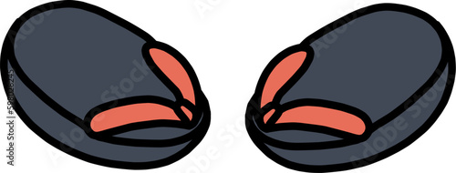 黒くて丸い下駄のイラスト