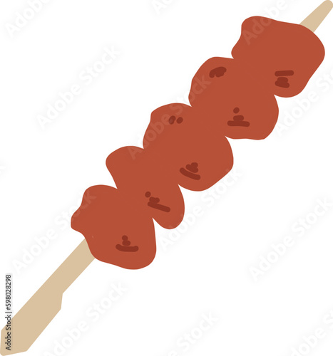 焼き鳥1本のカラーイラスト