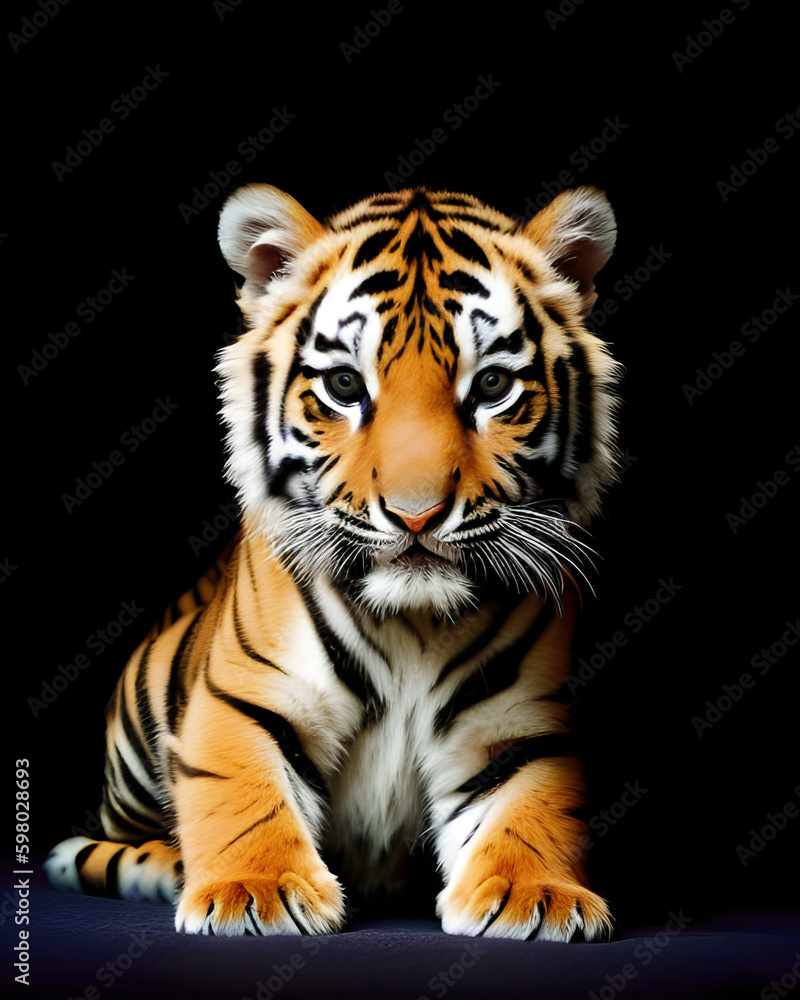 Obraz premium Bébé Tigre.IA générative.