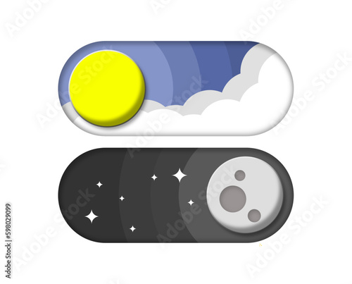 Toggle-button of dark mode and day mode. Perfect design for user interface design. Interactive toggle design.