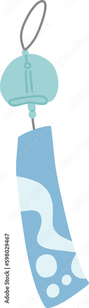 涼し気な水色の風鈴の主線なしカラーイラスト 涼し気な水色の風鈴の主線なしカラーイラスト