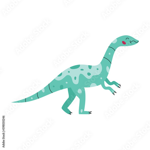 Flat hand drawn vector illustration of plateosaurus dinosaur © stasylionet
