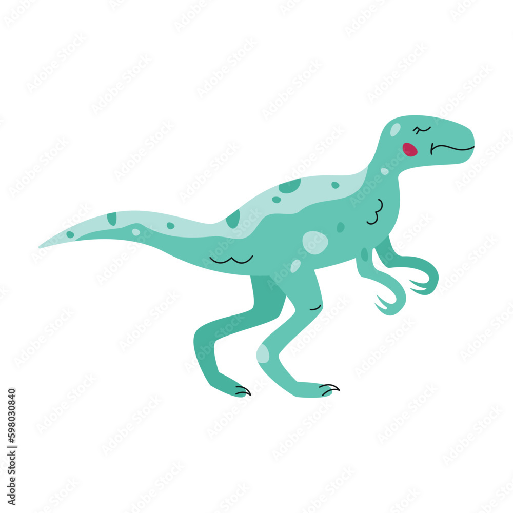 Fototapeta premium Flat hand drawn vector illustration of velociraptor dinosaur