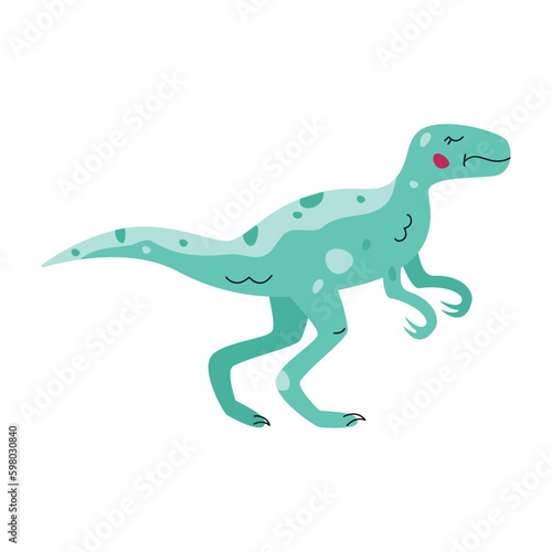 Flat hand drawn vector illustration of velociraptor dinosaur