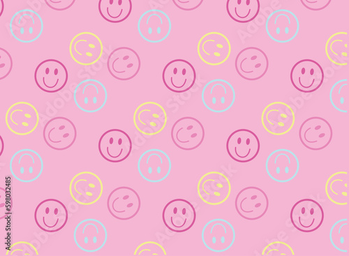 Doodle smile character pattern , seamless background , vector for design.