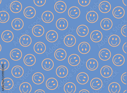 Doodle smile character pattern , seamless background , vector for design.