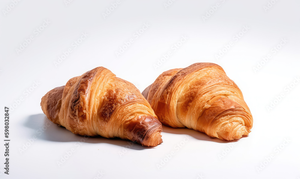 Fresh delicious croissant on a white background