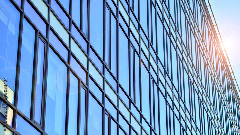 Abstract fragment of contemporary architecture, walls made of glass and