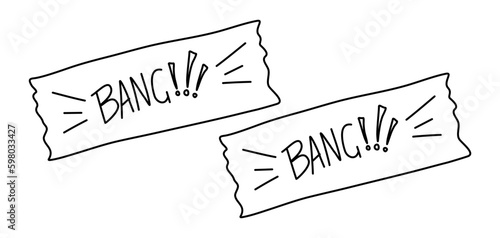Quote "Bang-Bang" Speech bubble Handwritten Doodle vector illustration Isolated on white background. 