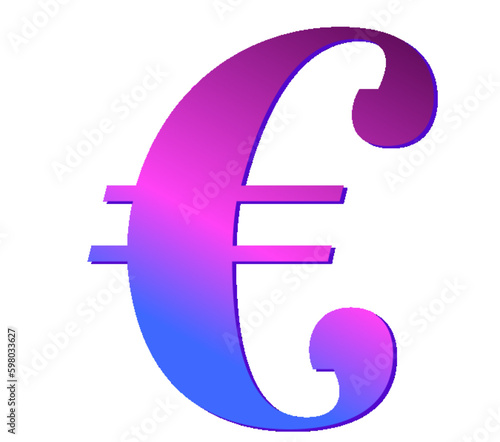 Euro - € - font symbol - blue and pink -  ideal for website, email, presentation, advertisement, image, poster, placard, banner, postcard, ticket, logo, engraving, slide, tag - t-short, printable	