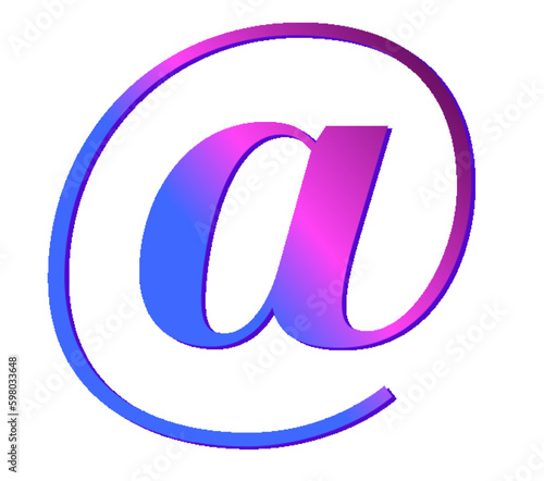 At - @ - font symbol - blue and pink - for website, email, presentation, advertisement, image, poster, placard, banner, postcard, ticket, logo, engraving, slide, tag - t-short, printable	