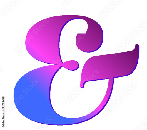 & - font symbol - Pink and blue color -  for website, email, presentation, advertisement, image, poster, placard, banner, postcard, ticket, logo, engraving, slide, tag - t-short, printable	